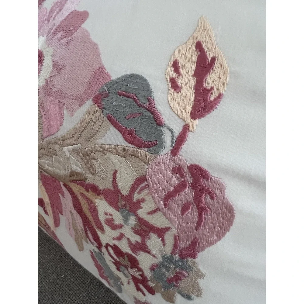 Waverly Spring Bling Farmhouse Floral Embroidered  Pillow Cover Accent Stripe
